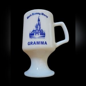 Vintage Walt Disney World Castle Milk Glass Footed Souvenir Mug 1980s Coffee Cup